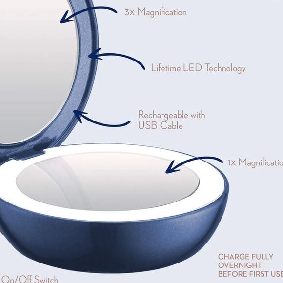 Conair Unbound Petite Rechargeable Compact LED-Lighted Mirror - Picture 6 of 13